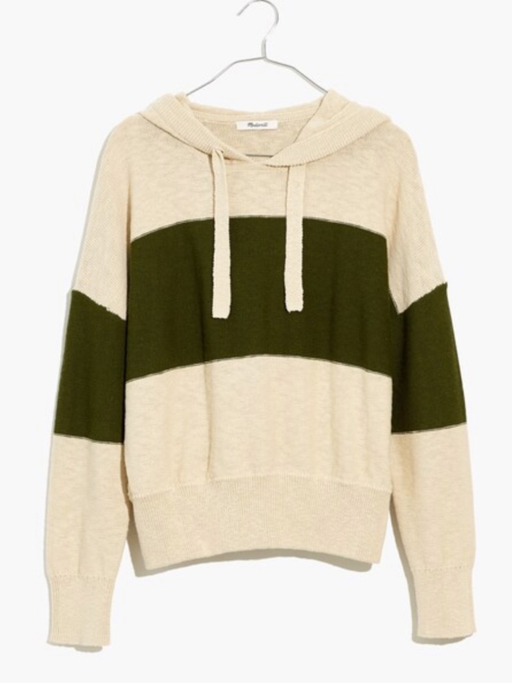 Madewell Clairview Colorblock Hoodie Sweater Heather Artichoke Size S